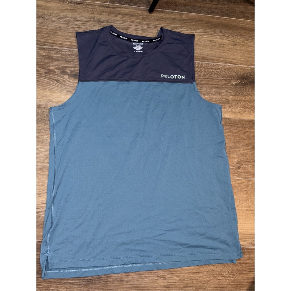 Men's size Large Peloton Athletic Cycling Sleeveless Tank Shirt blue Teal